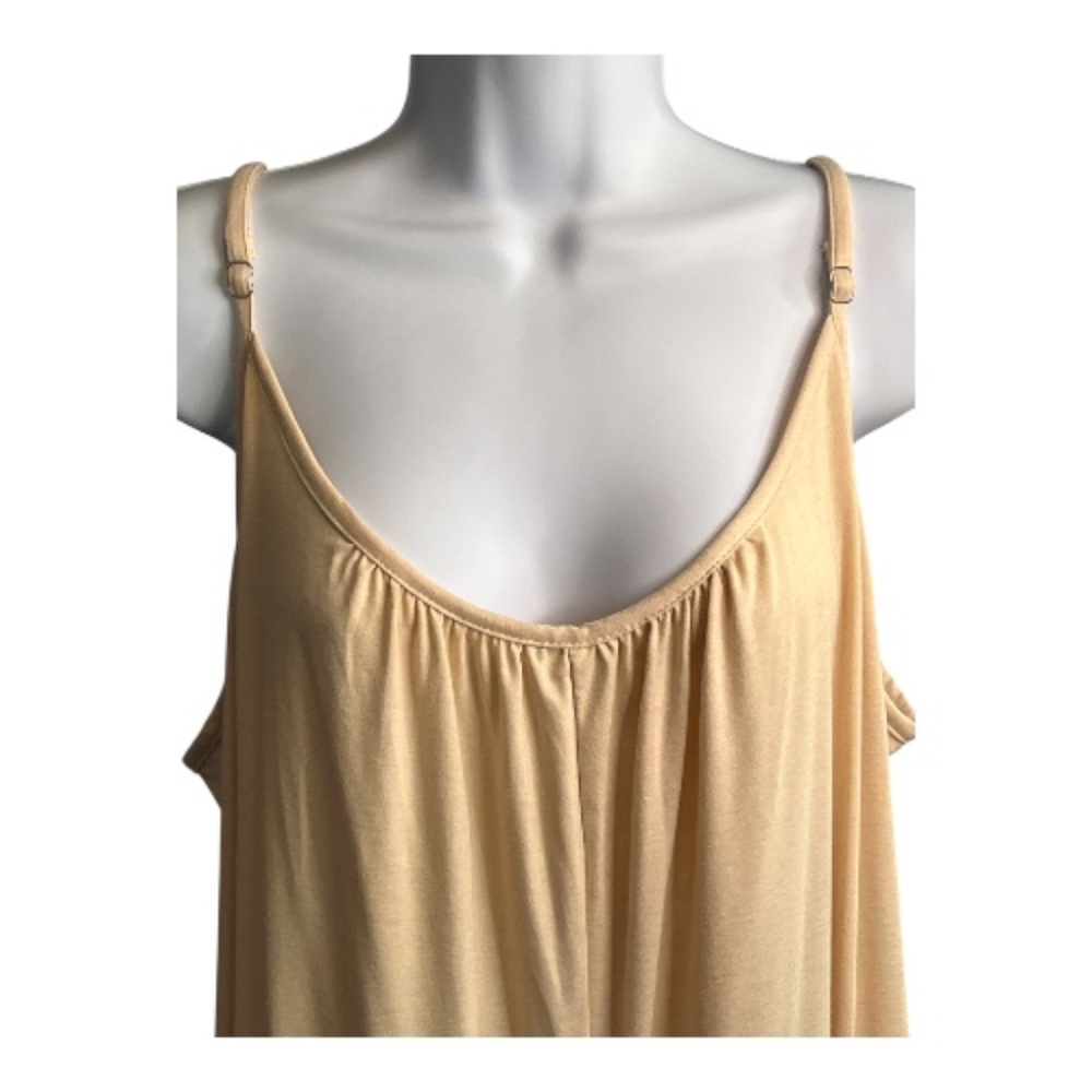 EUC women’s tan adjustable spaghetti strap jumpsuit | size XL - Picture 2 of 6